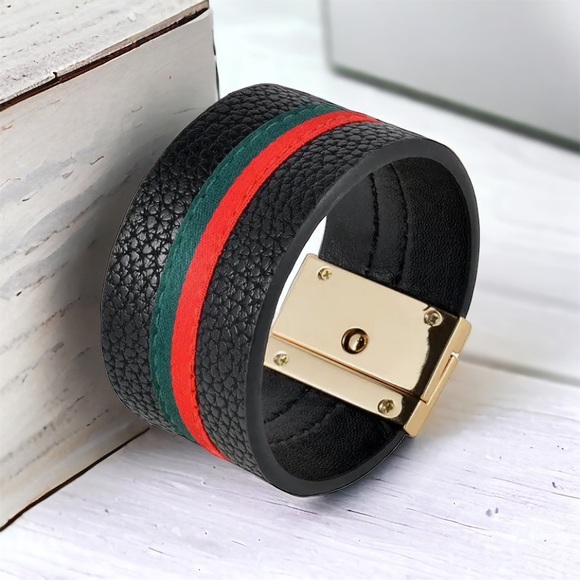 LEATHER CUFF WITH STRIPES - Picture 3 of 6